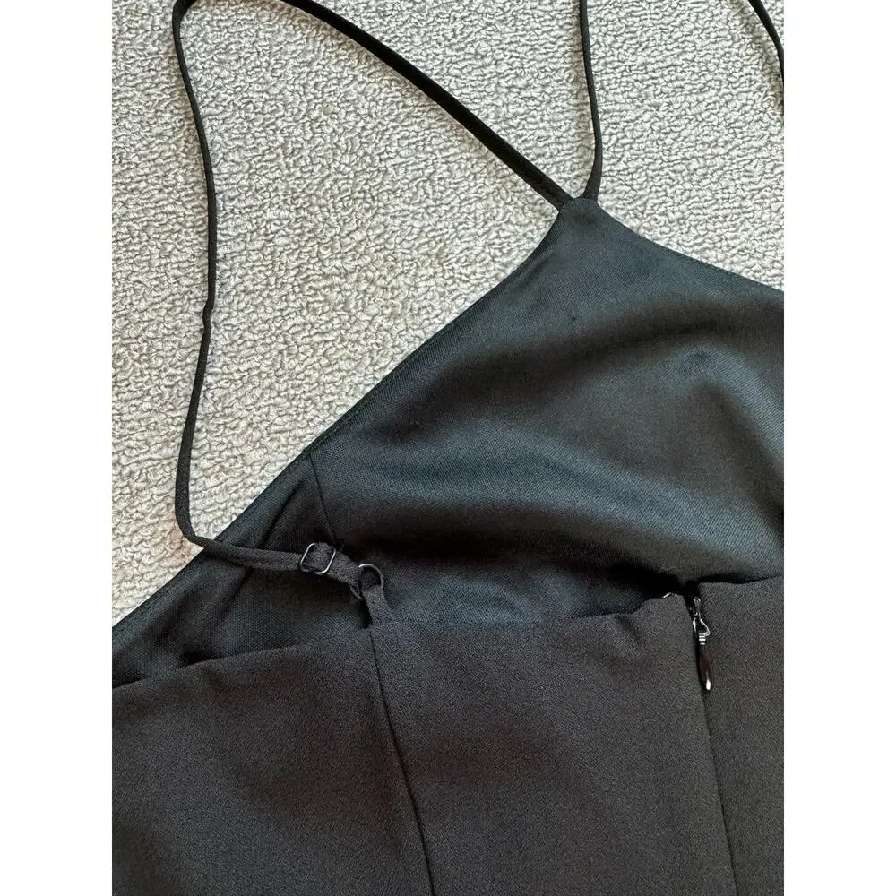 Bebe Jumpsuit Cutout‎ Cropped Wide Leg Black Size 12